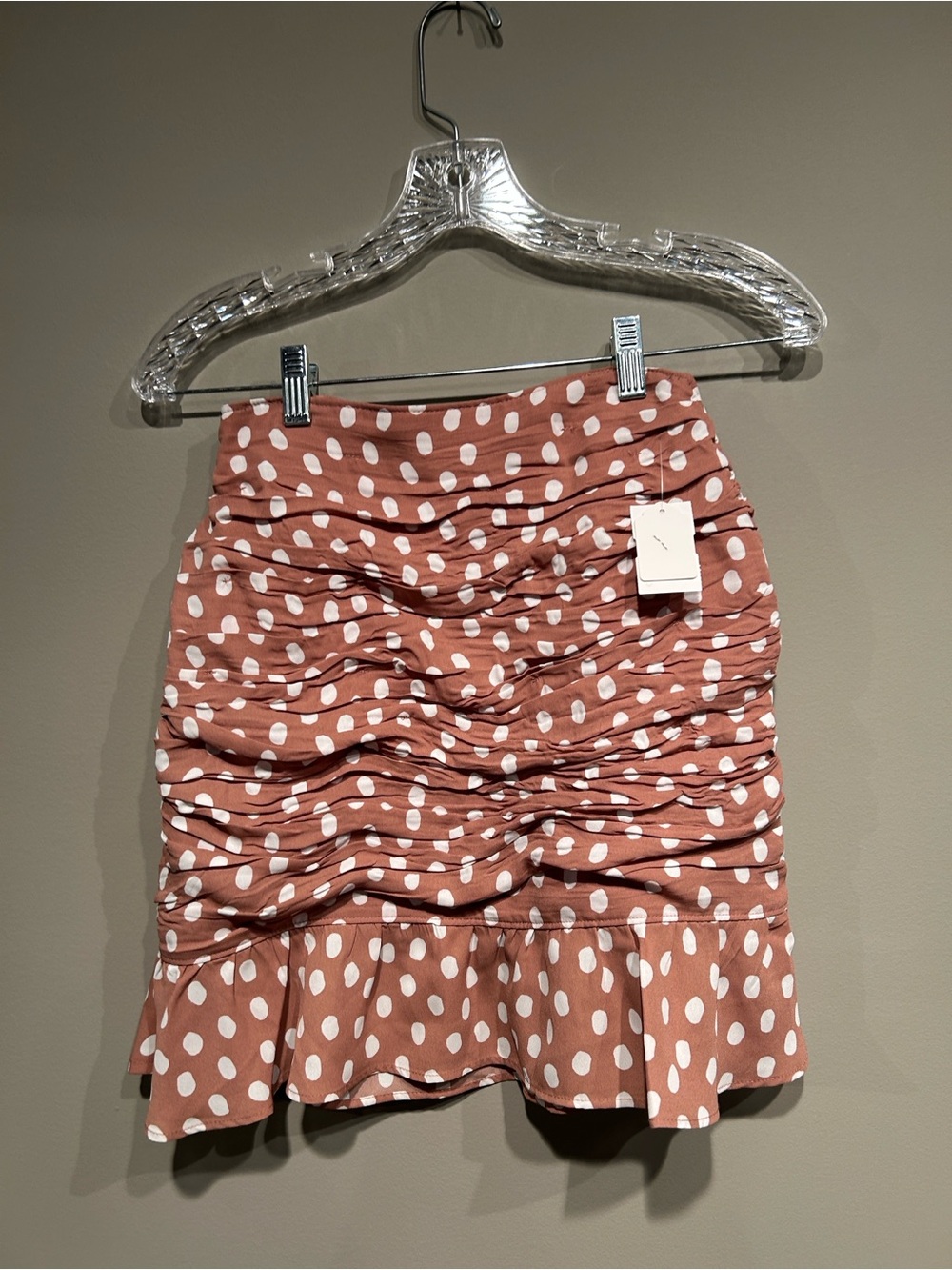 Abercrombie & Fitch Dusty Rose Polka Dot Ruffle Mini Skirt